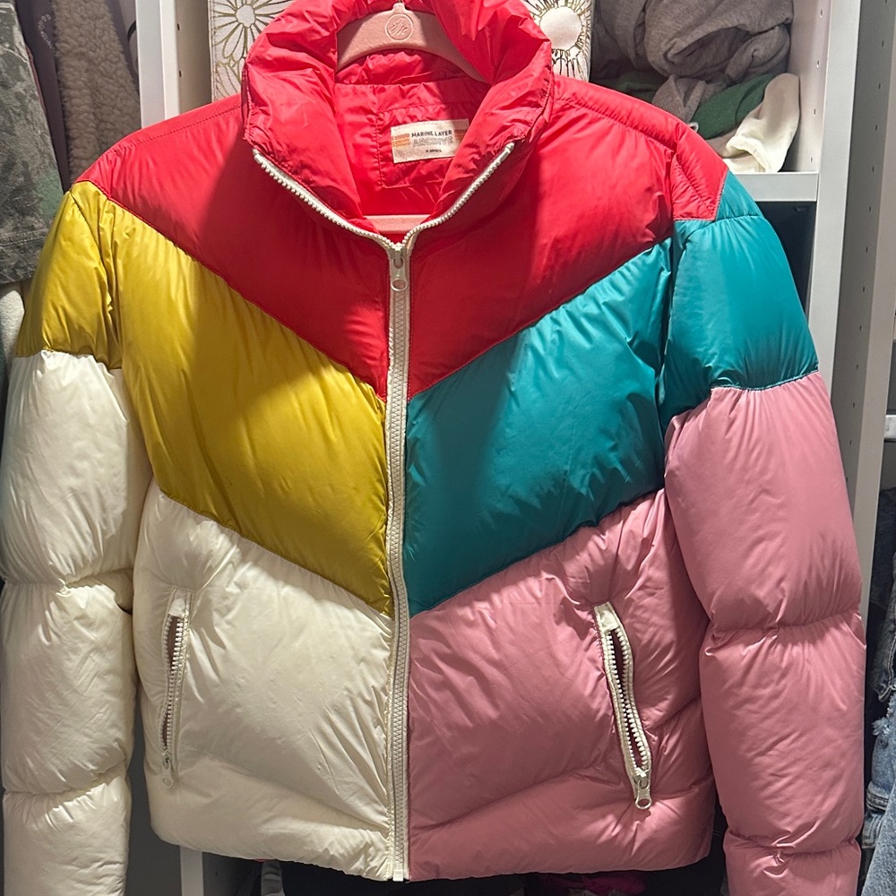 Marine Layer Red Puffer Jacket